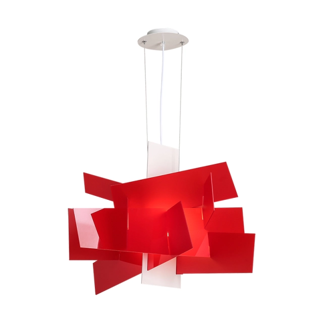 Modern Block Pendant Light in Red/White for Dining Room or Living Area Lighting