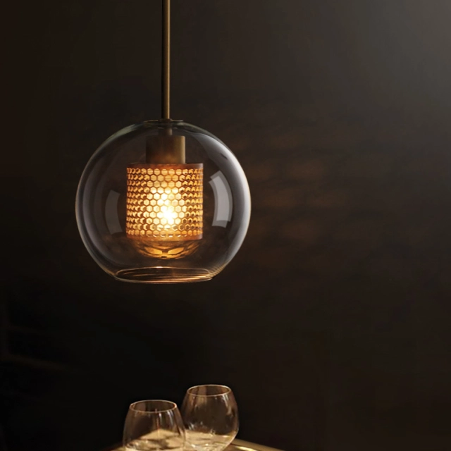 Modern Style 1 Light Globe Glass Pendant Light for Bar, Kitchen or Dinging Room