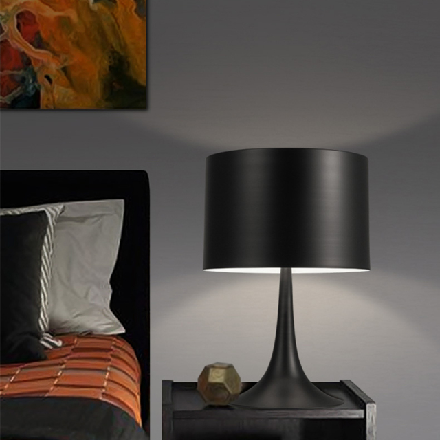 Modern Simple Black/White 1 Light Spun Light Table Lamp with Die-cast Aluminum Diffuser