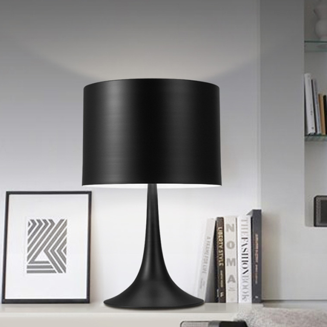 Modern Simple Black/White 1 Light Spun Light Table Lamp with Die-cast Aluminum Diffuser