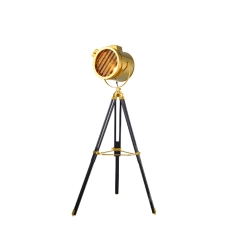 Industrial Loft Chic 1 Light Tripod Floor Lamp in Gold/Chrome