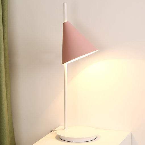 Northern Single Light Mini Macaron Conic Table Lamp with Circular Base for Modern Living Rooms, Home Offices or Bedroom