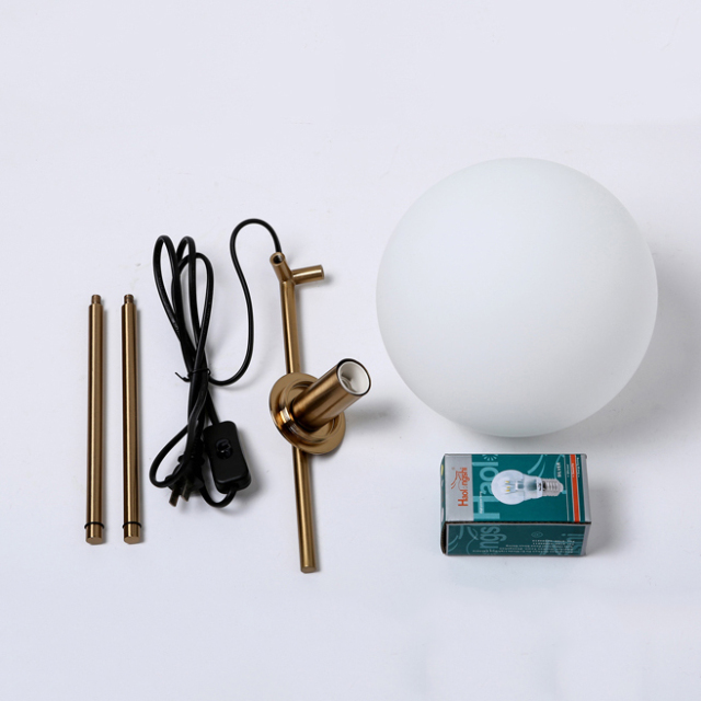 Modern 1 Light Low Table Lamp with Mouth Blown Opaline Sphere