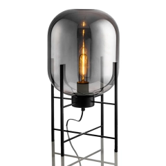 Modern Chic 1 Light Cestita Metalica Table Lamp with Somke Glass Shade