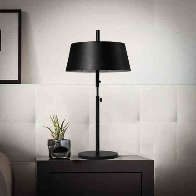 Modern Black Hight Adjustable 1 Light Table Lamp for Bedside