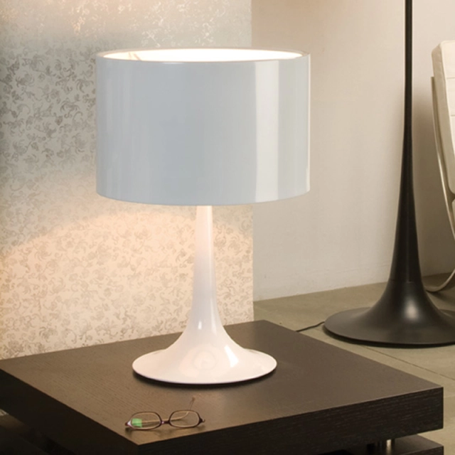 Modern Simple Black/White 1 Light Spun Light Table Lamp with Die-cast Aluminum Diffuser