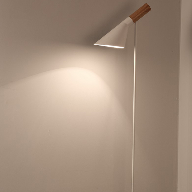Modern Designer Lighting 1 Light AJ Floor Lamp with Cone Shade in Black/White