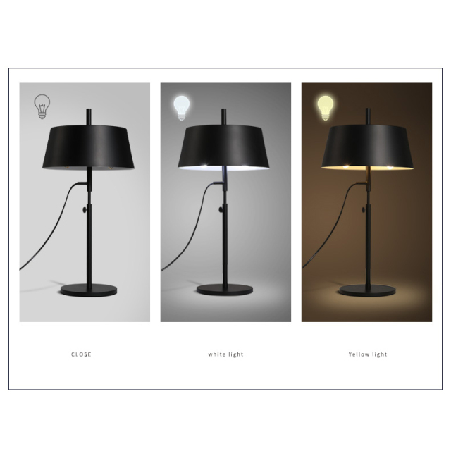 Modern Black Hight Adjustable 1 Light Table Lamp for Bedside