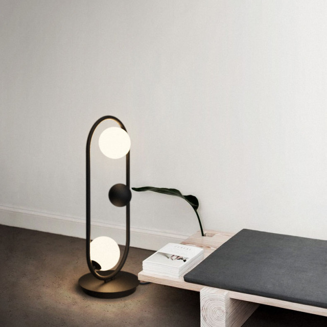 Modern Chic 2 Light Ruff Retangle High Table Lamp Floor Lamp in Black