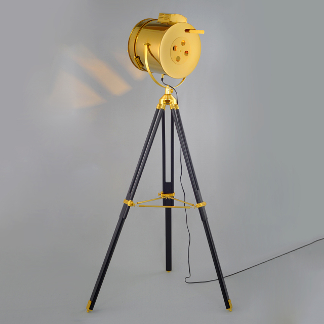 Industrial Loft Chic 1 Light Tripod Floor Lamp in Gold/Chrome