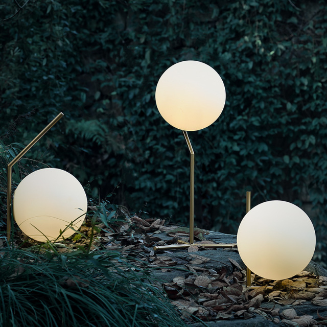 Modern 1 Light Low Table Lamp with Mouth Blown Opaline Sphere