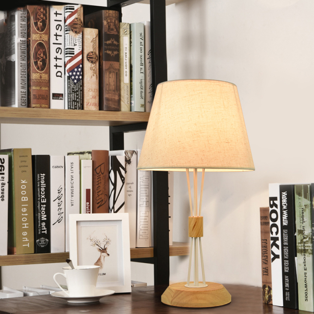 Modern Simple White 1 Light Desk Lamp with Fabric Shade