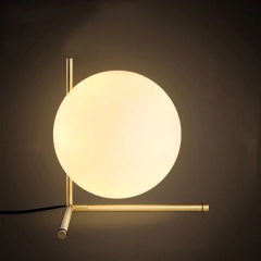 Modern 1 Light Low Table Lamp with Mouth Blown Opaline Sphere