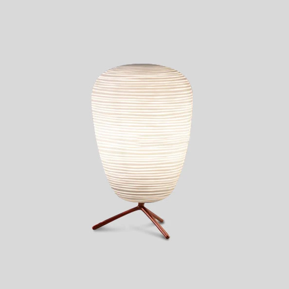 Modern Style 1 Light Table Lamp with Ribbed Glass Shade for Bedside or Living Room Lighting