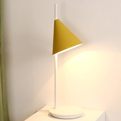 Northern Single Light Mini Macaron Conic Table Lamp with Circular Base for Modern Living Rooms, Home Offices or Bedroom