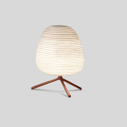 Modern Style 1 Light Table Lamp with Ribbed Glass Shade for Bedside or Living Room Lighting