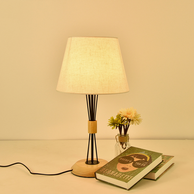 Modern Simple White 1 Light Desk Lamp with Fabric Shade