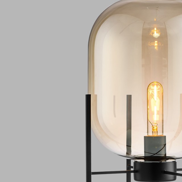 Modern Chic 1 Light Cestita Metalica Table Lamp with Somke Glass Shade