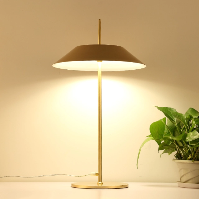 Mid Century Modern Mayfair LED Table Lamp Topped with Tapered Shade