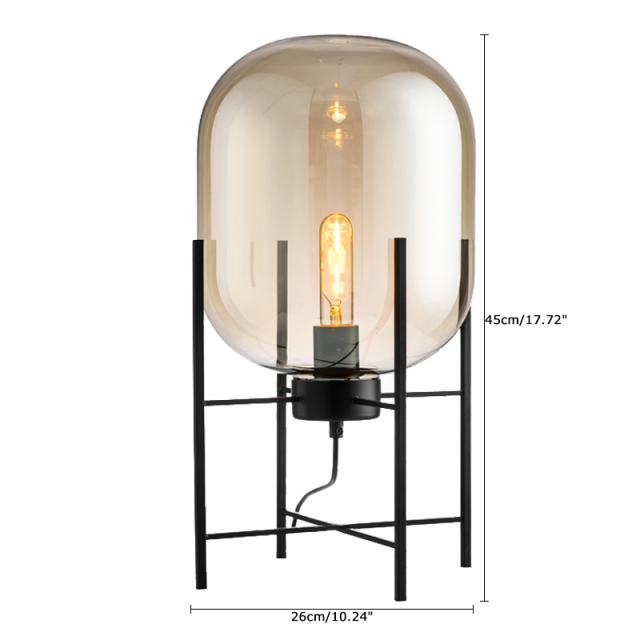 Modern Chic 1 Light Cestita Metalica Table Lamp with Somke Glass Shade