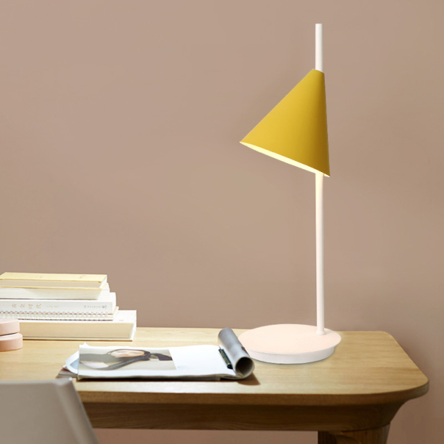 Northern Single Light Mini Macaron Conic Table Lamp with Circular Base for Modern Living Rooms, Home Offices or Bedroom