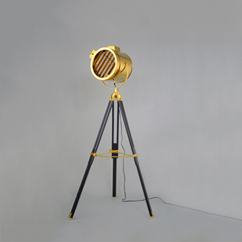 Industrial Loft Chic 1 Light Tripod Floor Lamp in Gold/Chrome