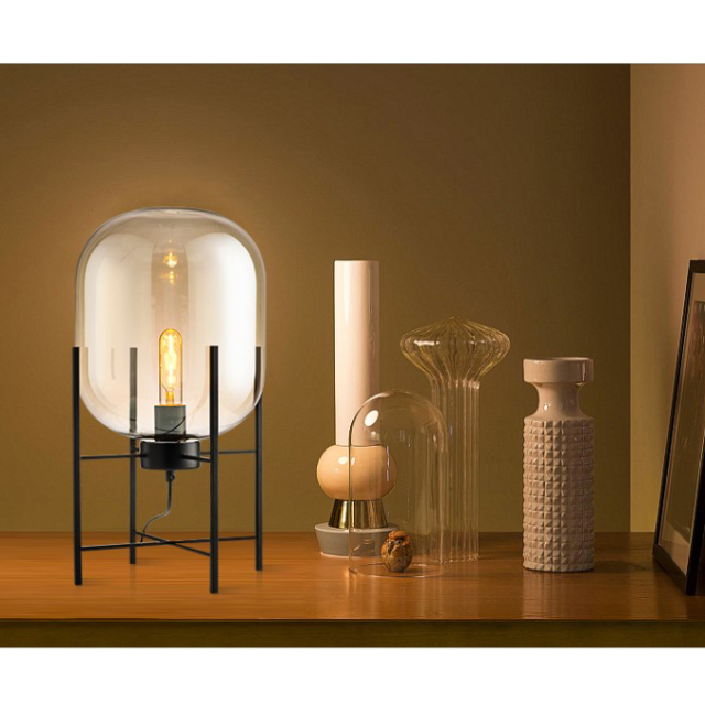 Modern Chic 1 Light Cestita Metalica Table Lamp with Somke Glass Shade