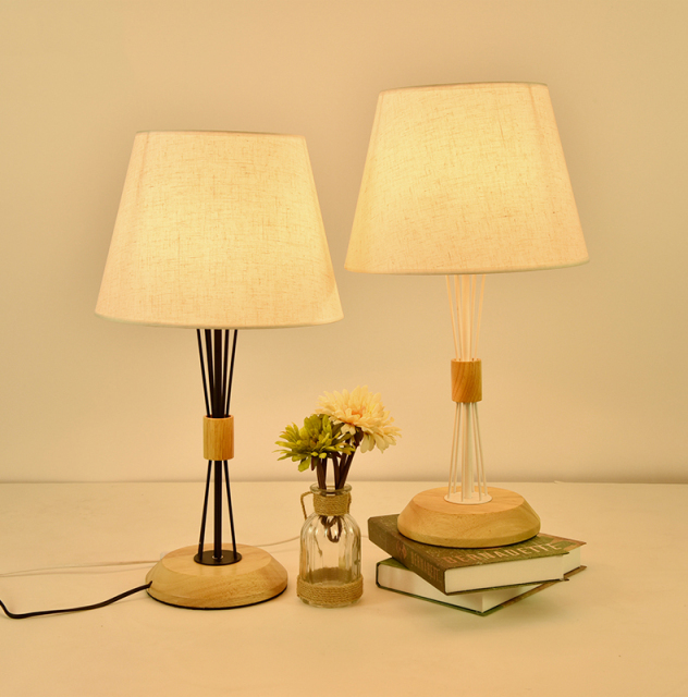 Modern Simple White 1 Light Desk Lamp with Fabric Shade