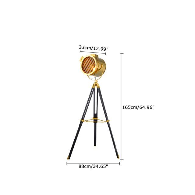 Industrial Loft Chic 1 Light Tripod Floor Lamp in Gold/Chrome