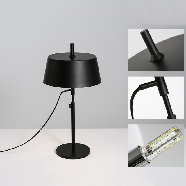 Modern Black Hight Adjustable 1 Light Table Lamp for Bedside