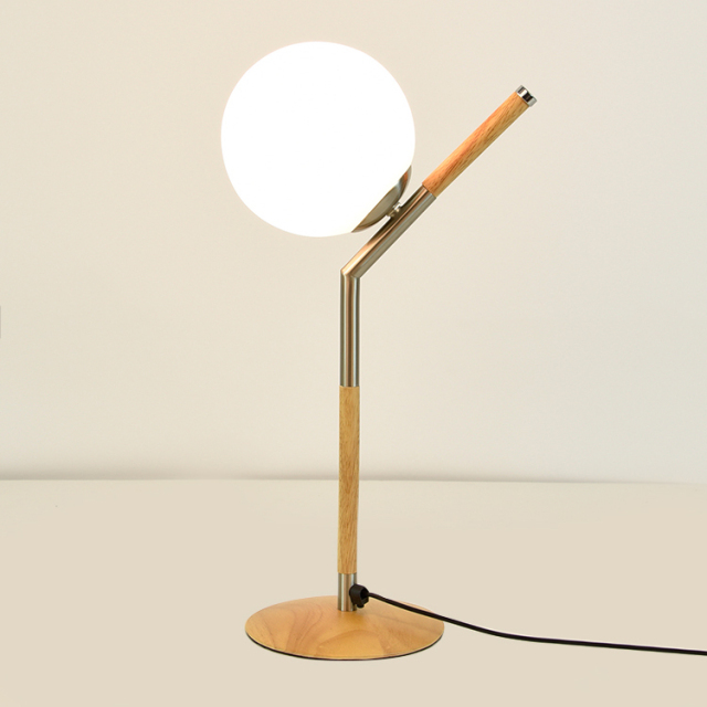 Modern Style 1 Light Wooden Desk Lamp with Globe Shade