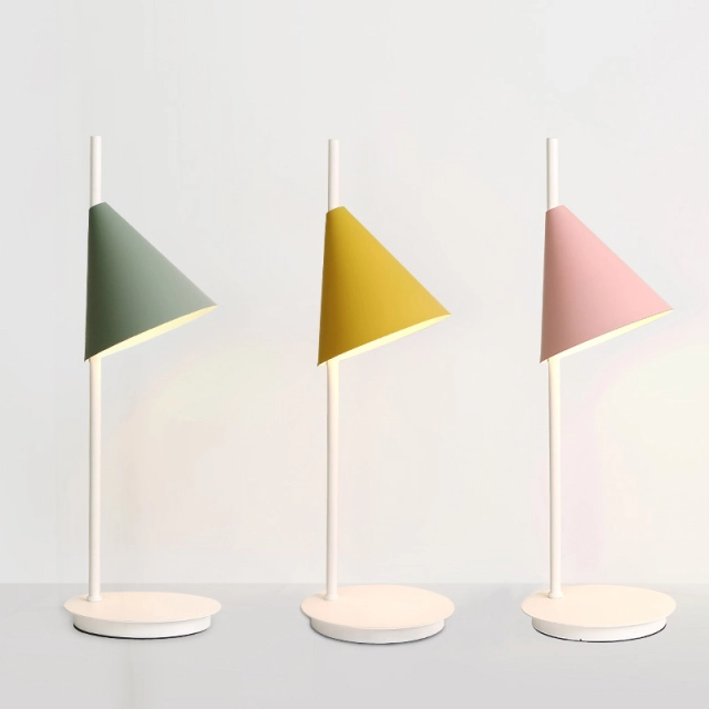 Northern Single Light Mini Macaron Conic Table Lamp with Circular Base for Modern Living Rooms, Home Offices or Bedroom