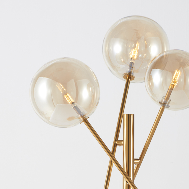 Modern 3 Light Table Lamp in Gold with Glass Globes