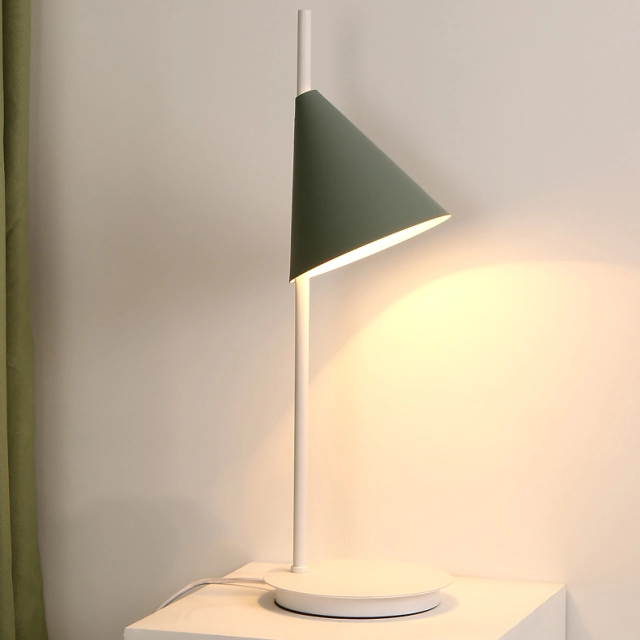 Northern Single Light Mini Macaron Conic Table Lamp with Circular Base for Modern Living Rooms, Home Offices or Bedroom