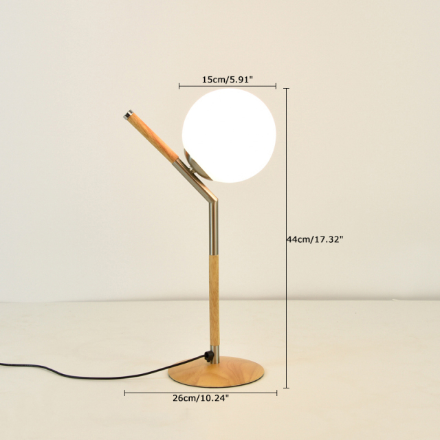 Modern Style 1 Light Wooden Desk Lamp with Globe Shade