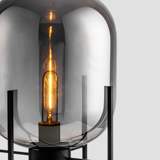 Modern Chic 1 Light Cestita Metalica Table Lamp with Somke Glass Shade