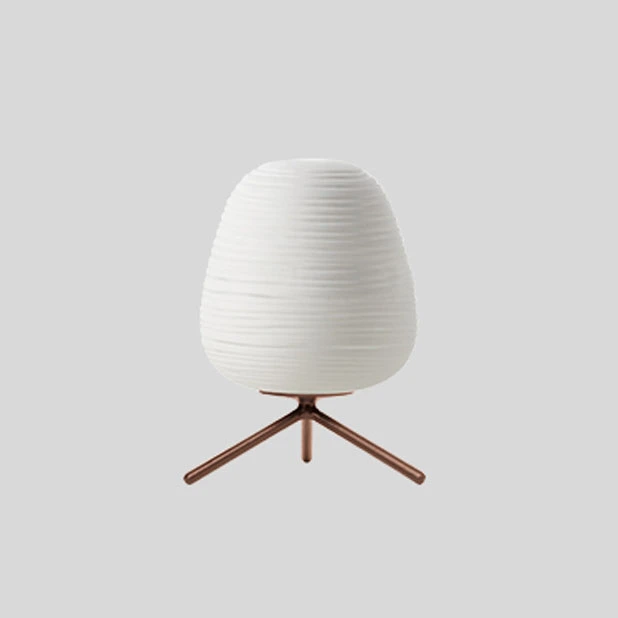 Modern Style 1 Light Table Lamp with Ribbed Glass Shade for Bedside or Living Room Lighting