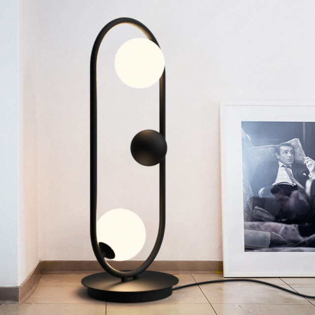 Modern Chic 2 Light Ruff Retangle High Table Lamp Floor Lamp in Black