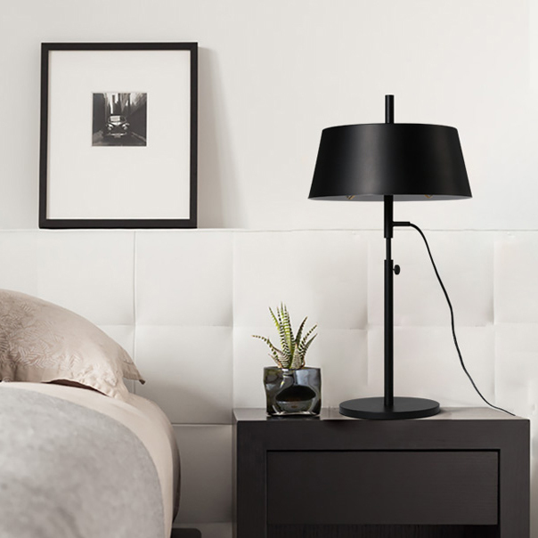 Modern Black Hight Adjustable 1 Light Table Lamp for Bedside