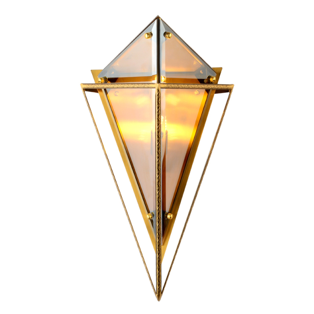 Modern Design 2 Light Triangle Glass Wall Sconce in Gold