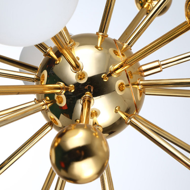 Mid Century Modern 18 Light Sputnik Inspired Chandelier in Gold