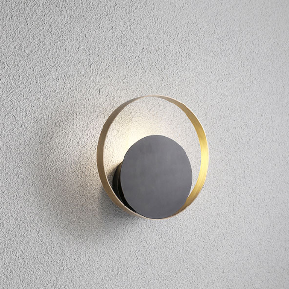 Modern Style 1 Light Round Wall Sconce with Golden Ring,ROOMS