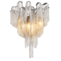 Contemporary Style 6 Light Stream Metal Chain Ceiling Lamp in Chrome for Living or Dining Room