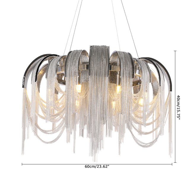 Luxurious Modern 8 Light Chain Chandelier Stream Chain Circular Suspension for Dining Room Foyer