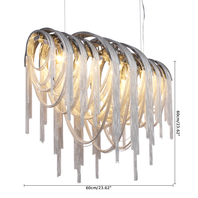 Modern Luxury 5 Light Linear Chain Chandelier for Dining, Living Room or Hotel Villa