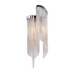 Modern 2 Light Stream Metal Chain Wall Lamp Nickel-Plated