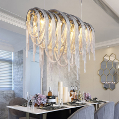 Modern Luxury 5 Light Linear Chain Chandelier for Dining, Living Room or Hotel Villa