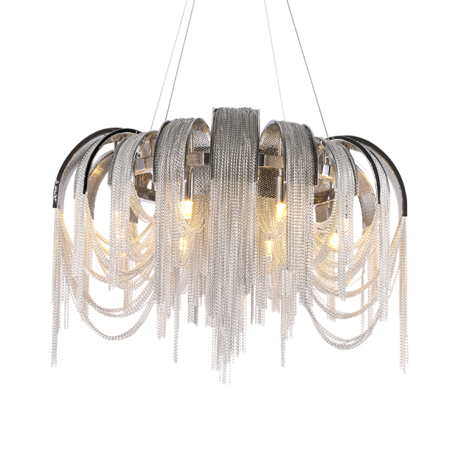 Luxurious Modern 8 Light Chain Chandelier Stream Chain Circular Suspension for Dining Room Foyer
