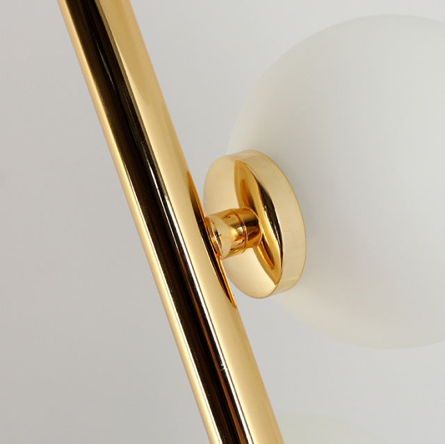 Modern Style 3-Light Table Lamp in Gold with Opal Glass Globes