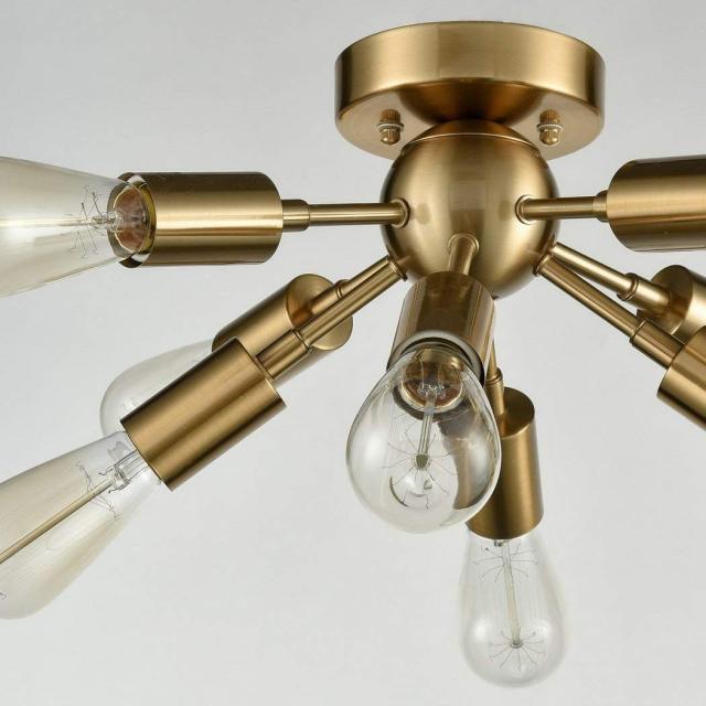 Industrial Style Brass Sputnik Chandelier with 8 Socket Flush Mount Ceiling Light